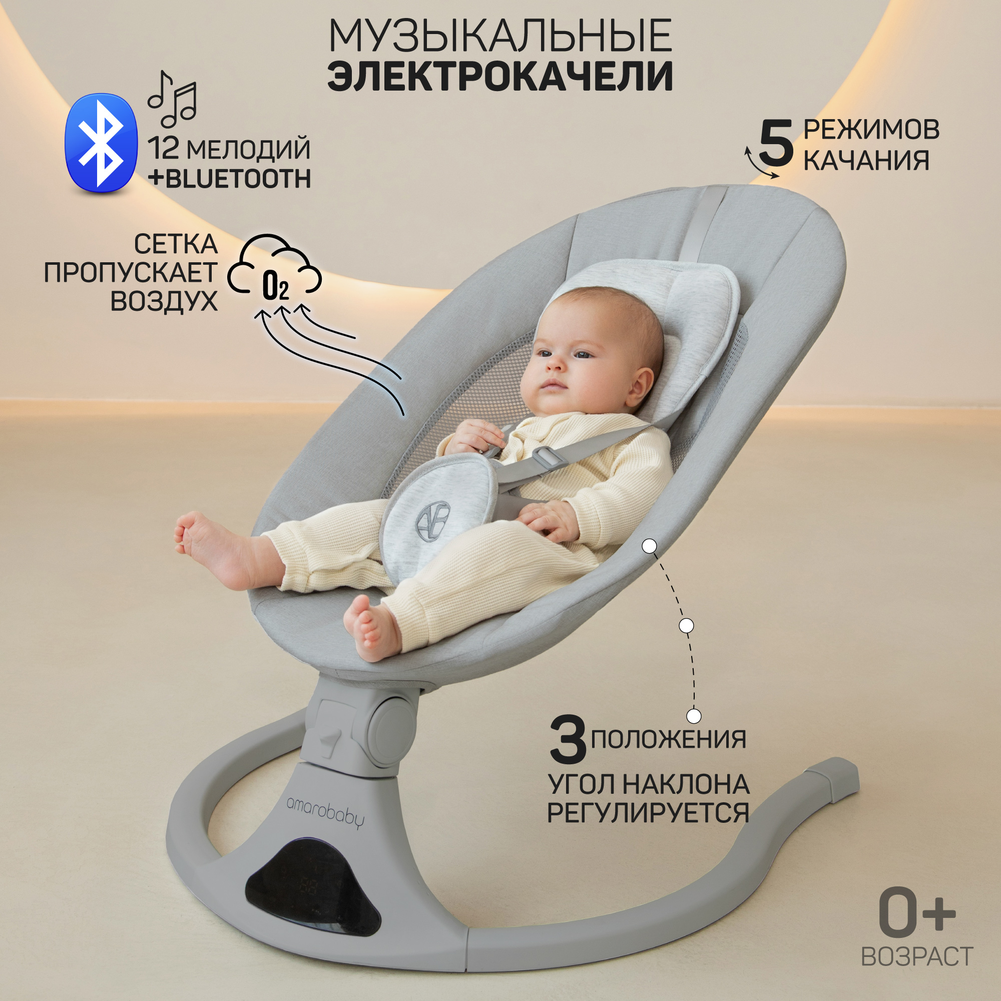 Электронные качели детские Amarobaby Funny swing - фото 1