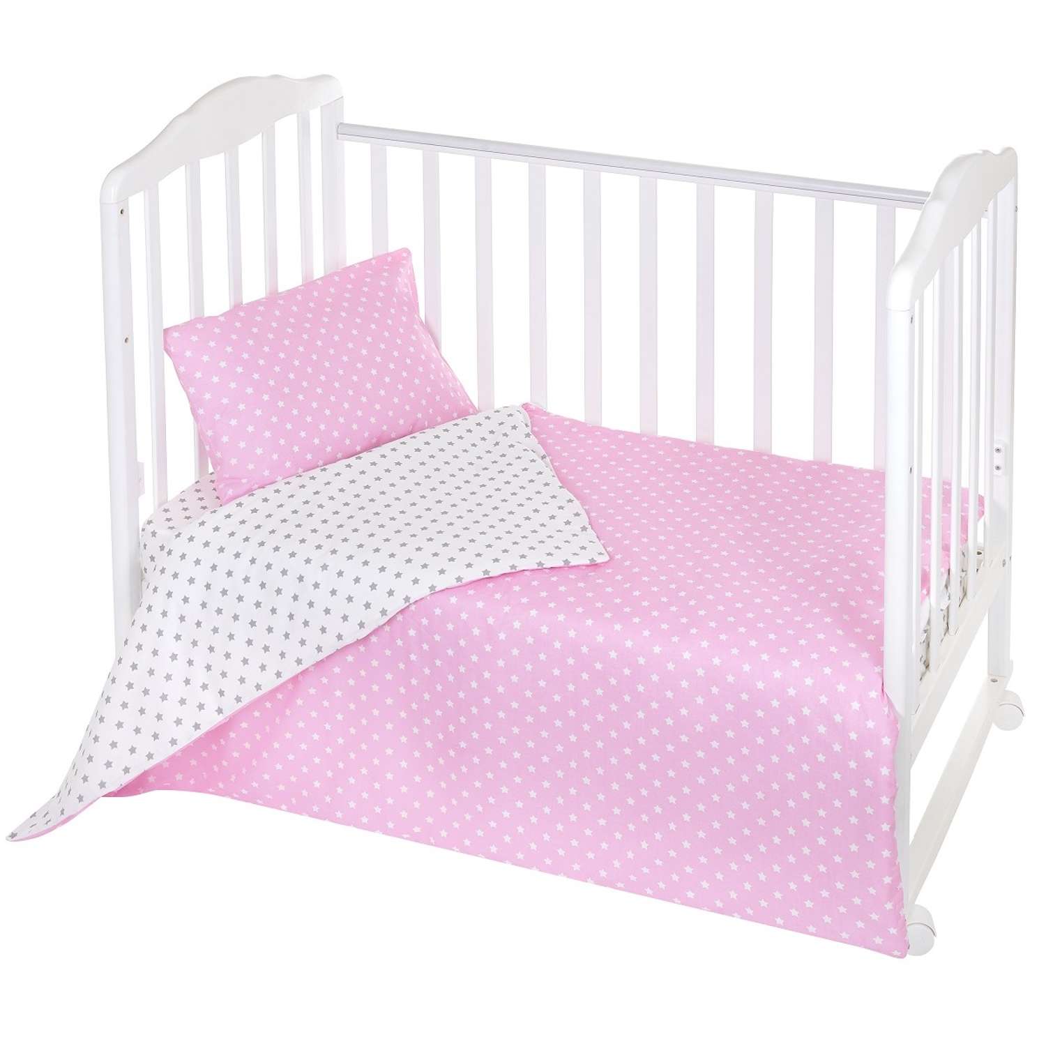 Комплект постельного белья Lemony kids Starfall Розовый/белый 3 предмета - фото 1