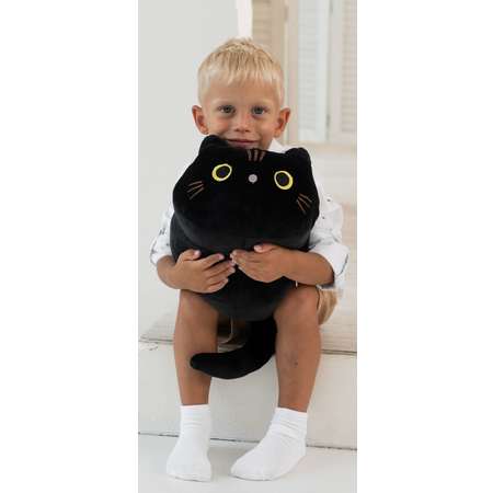 Кот подушка круглый КупиКота черный 35 см