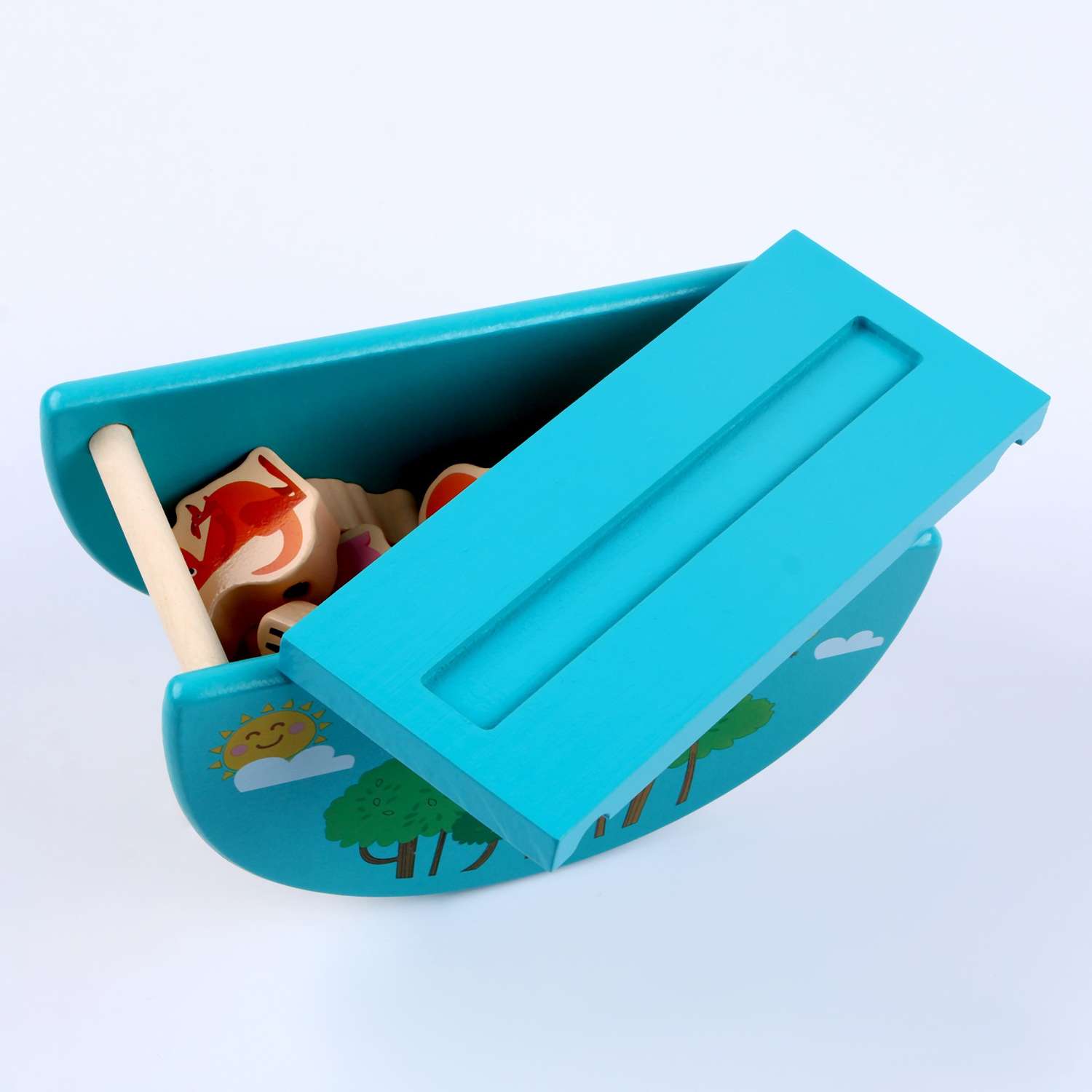 Детская игрушка Sima-Land деревянная 2 в1 балансир + шнуровка «Зверята» 18×9.5×10 см - фото 2