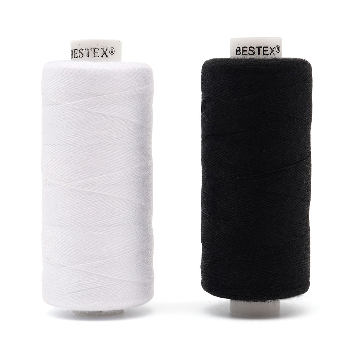 Набор ниток Bestex для шитья трикотажа ткани легкой и средней плотности 40/2 Черный белый 365 м 400 ярд 10 шт - фото 2