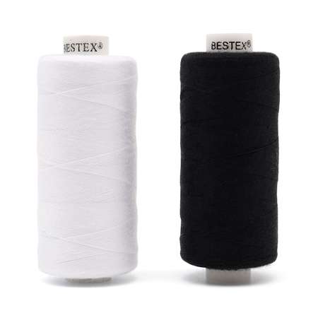 Набор ниток Bestex для шитья трикотажа ткани легкой и средней плотности 40/2 Черный белый 365 м 400 ярд 10 шт