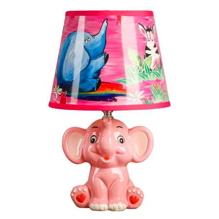 Лампа настольная RISALUX с абажуром «Слонёнок розовый» Е14 40W