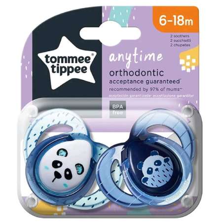 Пустышка Tommee tippee силиконовая Anytime 6-18 мес. 2 шт.