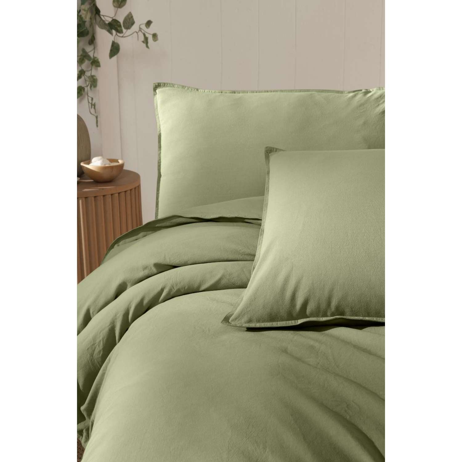 Комплект постельного белья Arya Home Collection Natural Stone Washed 200x220 зелёный - фото 5