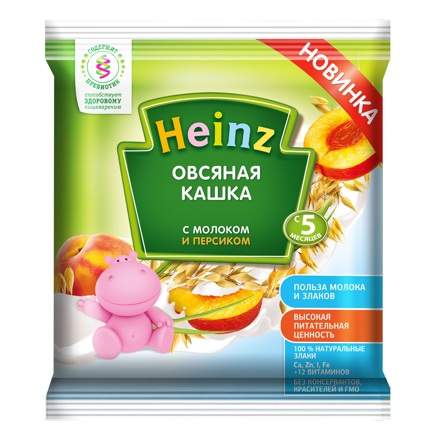 Каша Heinz молочная овсяная с персиком Сашет 30г с 5 месяцев - фото 1