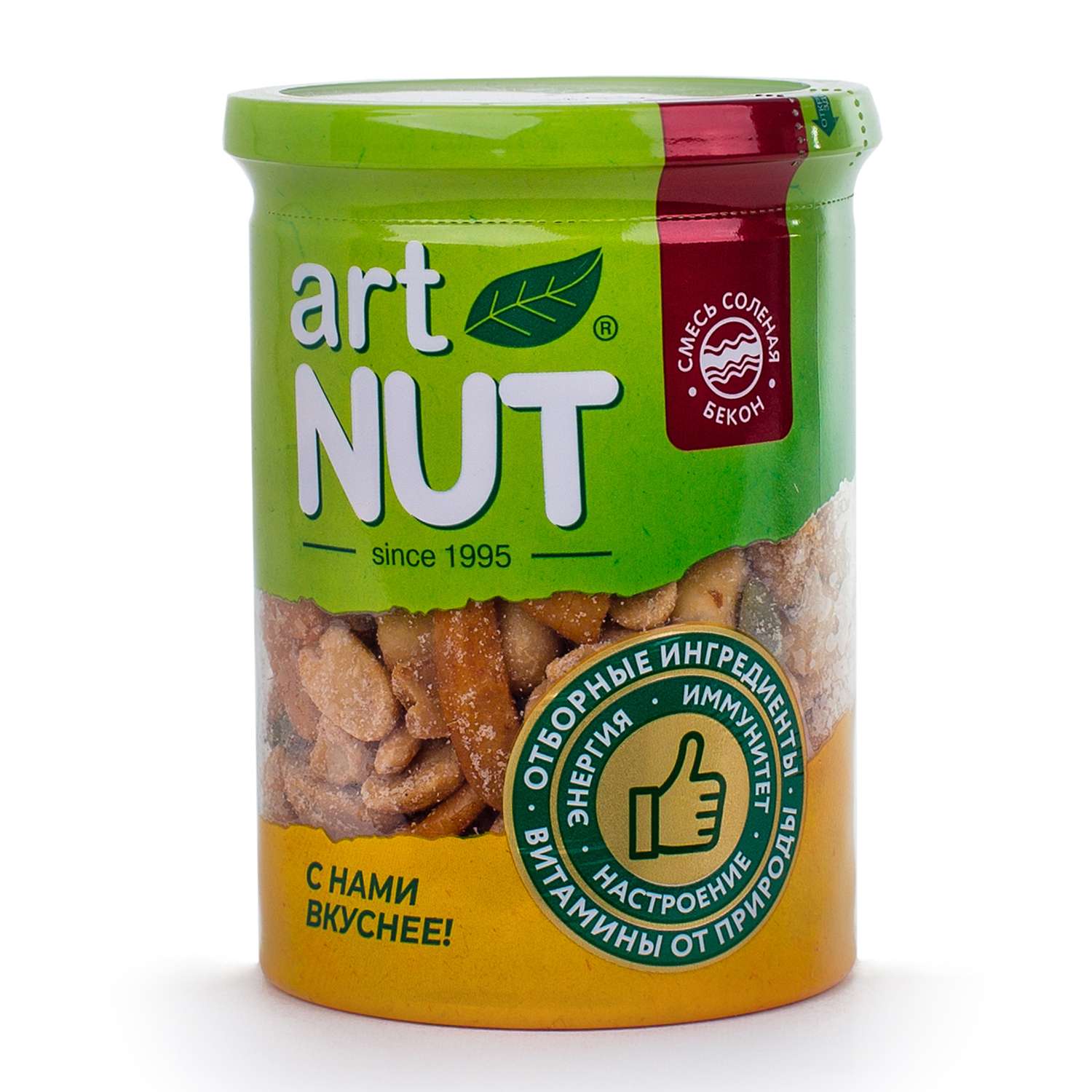 Смесь орехов крекеров и кукурузы Artnut соленая со вкусом бекона 130г - фото 1