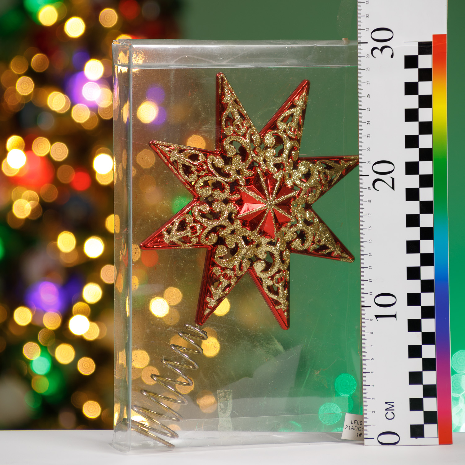 Елочное украшение BABY STYLE Верхушка звезда ажурная красный 8-ми конечная 21 см - фото 2