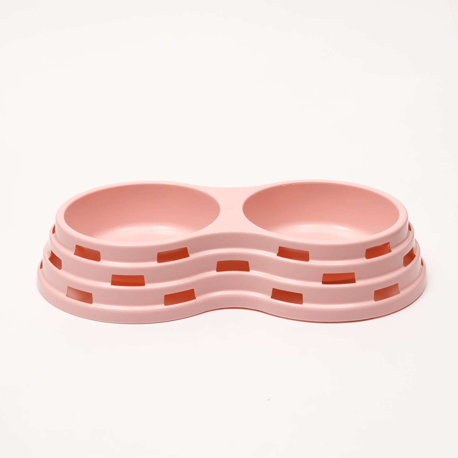 Миска Пижон пластиковая двойная 33.5х18х6 см розовая 400 мл - фото 2
