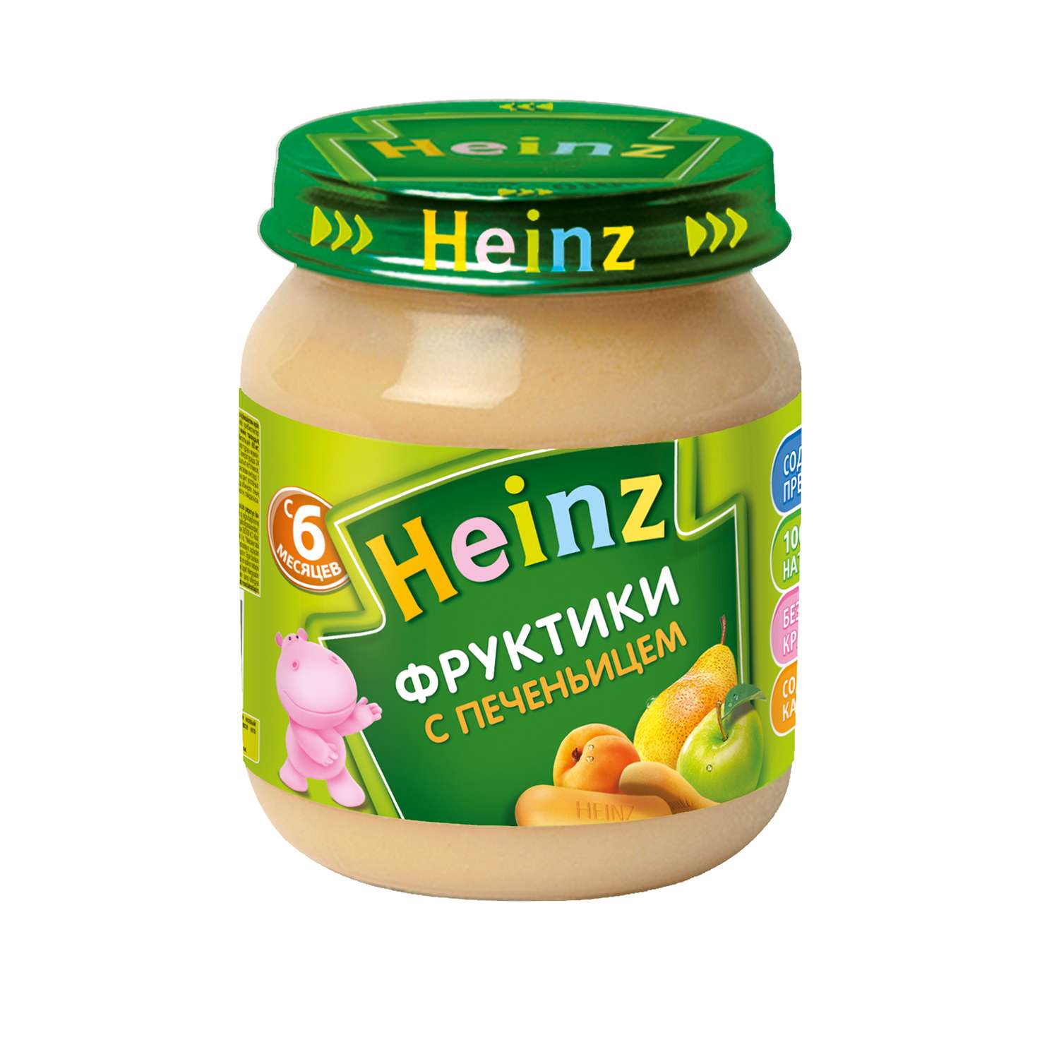 Пюре Heinz фрукты-печенье-пребиотик 120г с 6месяцев - фото 1
