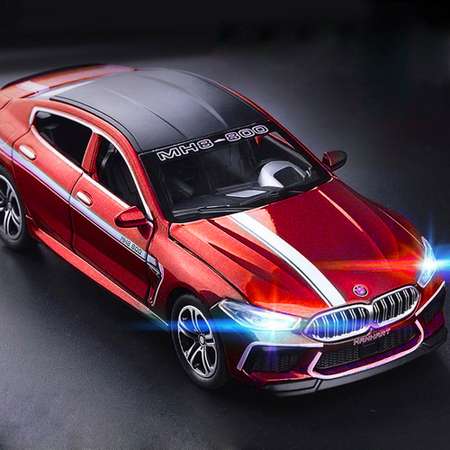 Коллекционная машинка WiMI металлическая гоночная BMW M8 Gran Coupe красная