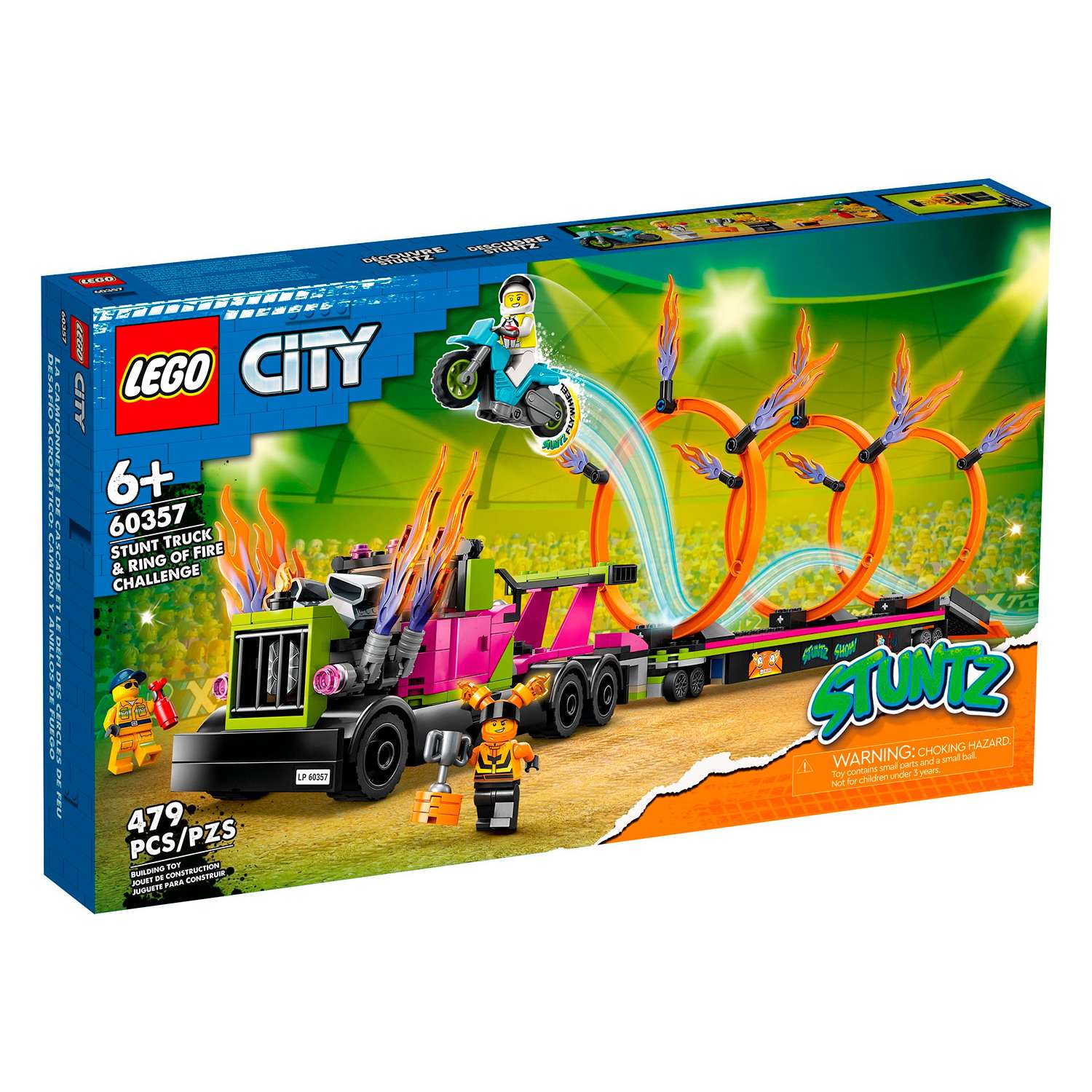 Конструктор детский LEGO City Stuntz Трюковый грузовик и огненное кольцо 60357 - фото 9