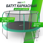 Батут каркасный supreme basic UNIX line 14 ft Green диаметр 427 см до 160 кг диаметр прыжковой зоны 370 см