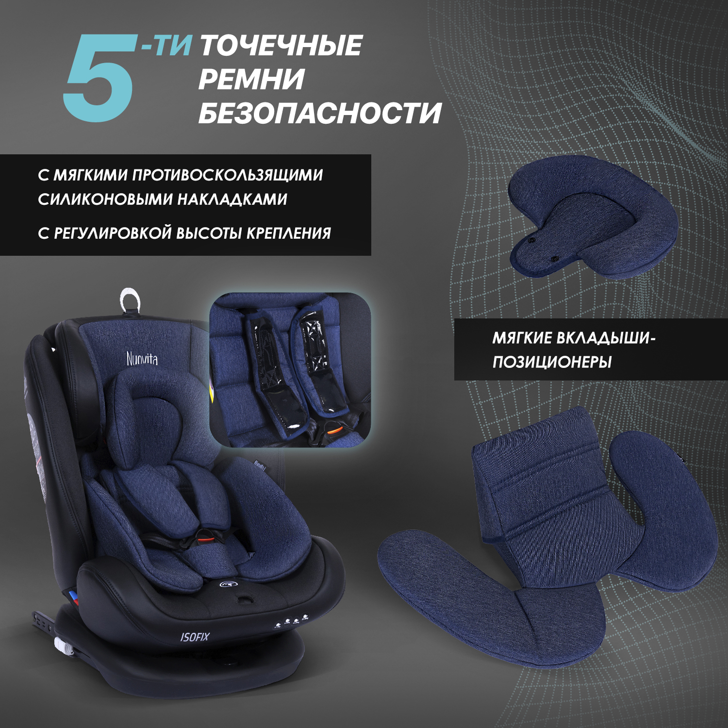 Автокресло Nuovita Maczione N0123i-1L Cиняя джинса - фото 8