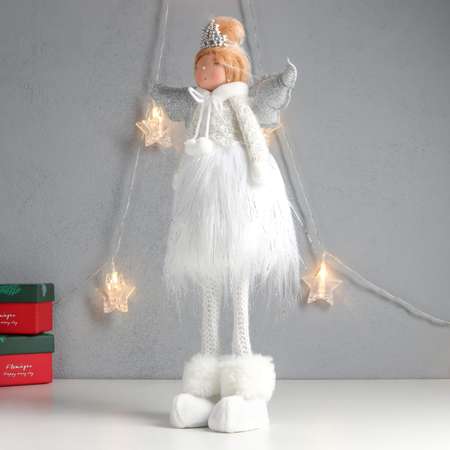 Кукла интерьерная Зимнее волшебство «Ангелочек-принцесса в белой меховой юбке» 41х20х12 см