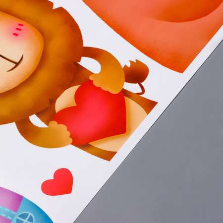 Наклейка Zabiaka пластик интерьерная цветная «Зверушки с сердечками» 60х90 см