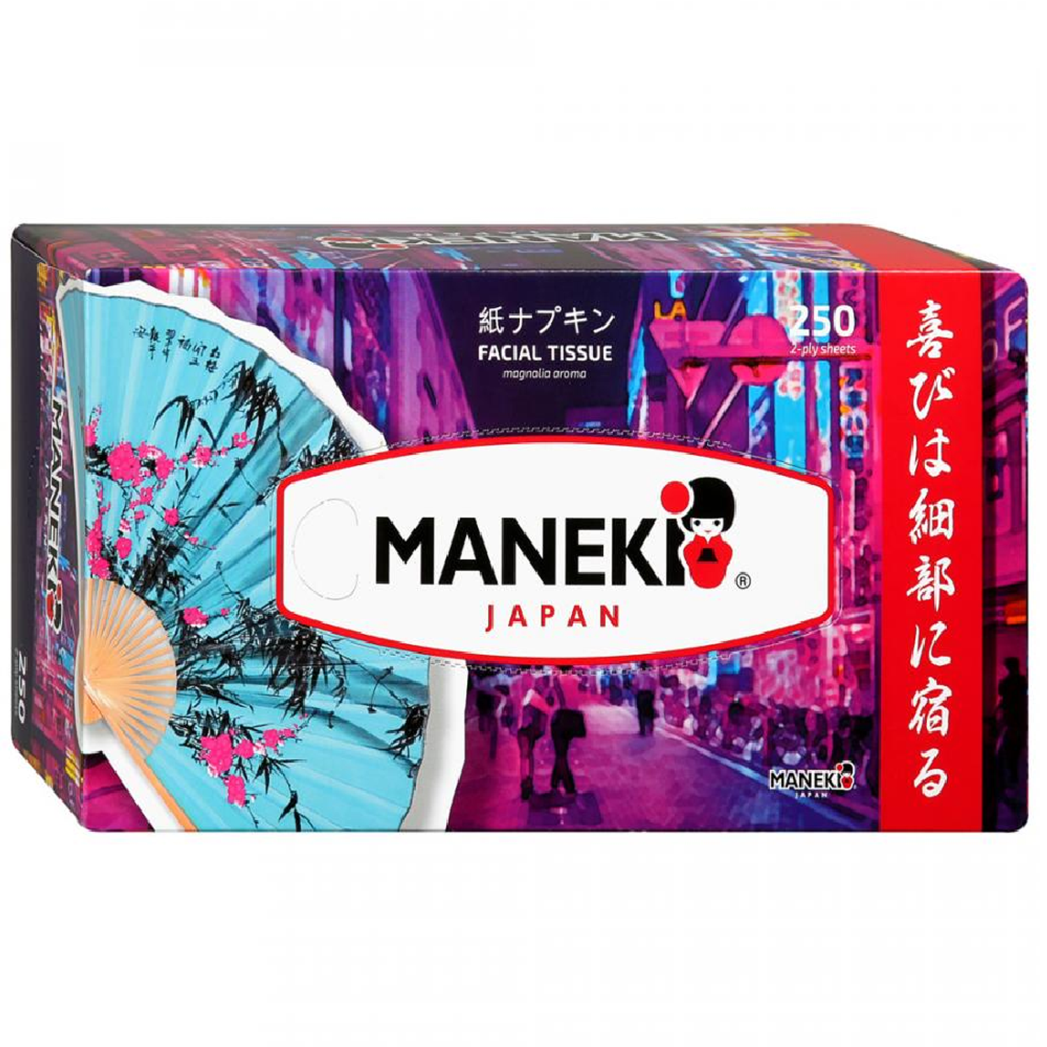 Салфетки бумажные Maneki Dream с ароматом магнолии 2 слоя белые 250 шт - фото 1