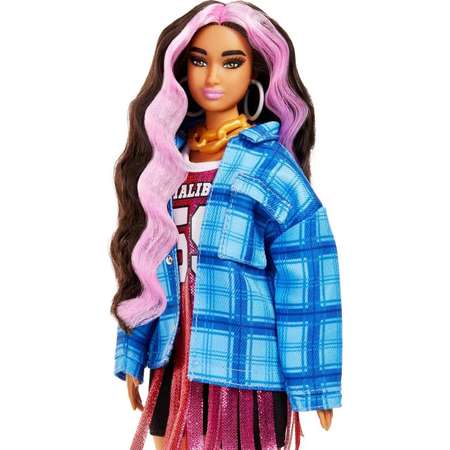 Кукла Barbie Экстра брюнетка с розовыми прядями MATTEL