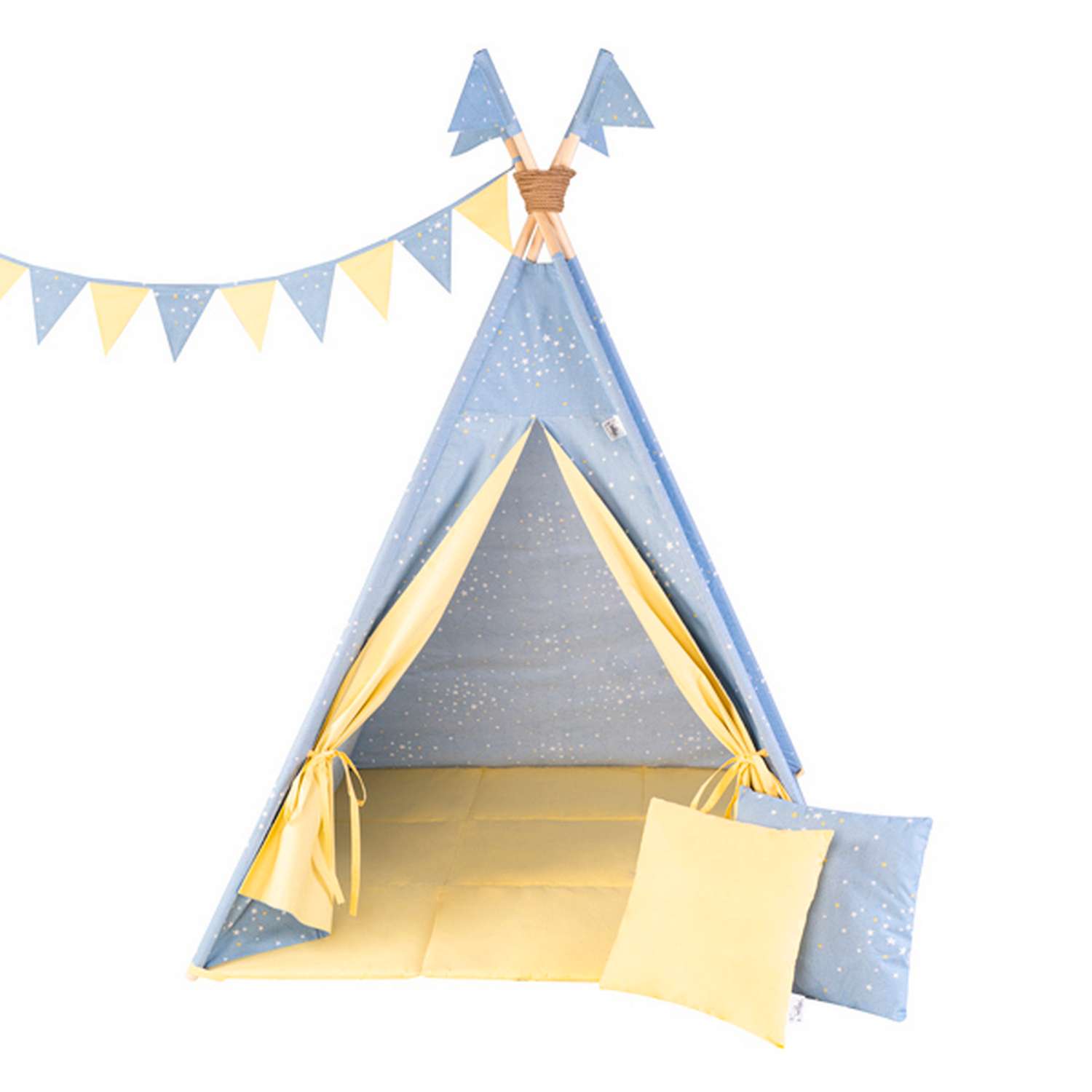 Детская игровая палатка вигвам Buklya Созвездие цв. голубой / желтый - фото 3