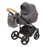 Коляска 3в1 BeBe-mobile Ravenna Standart V3 Черный+Черная кожа+Карамельная кожаная отделка