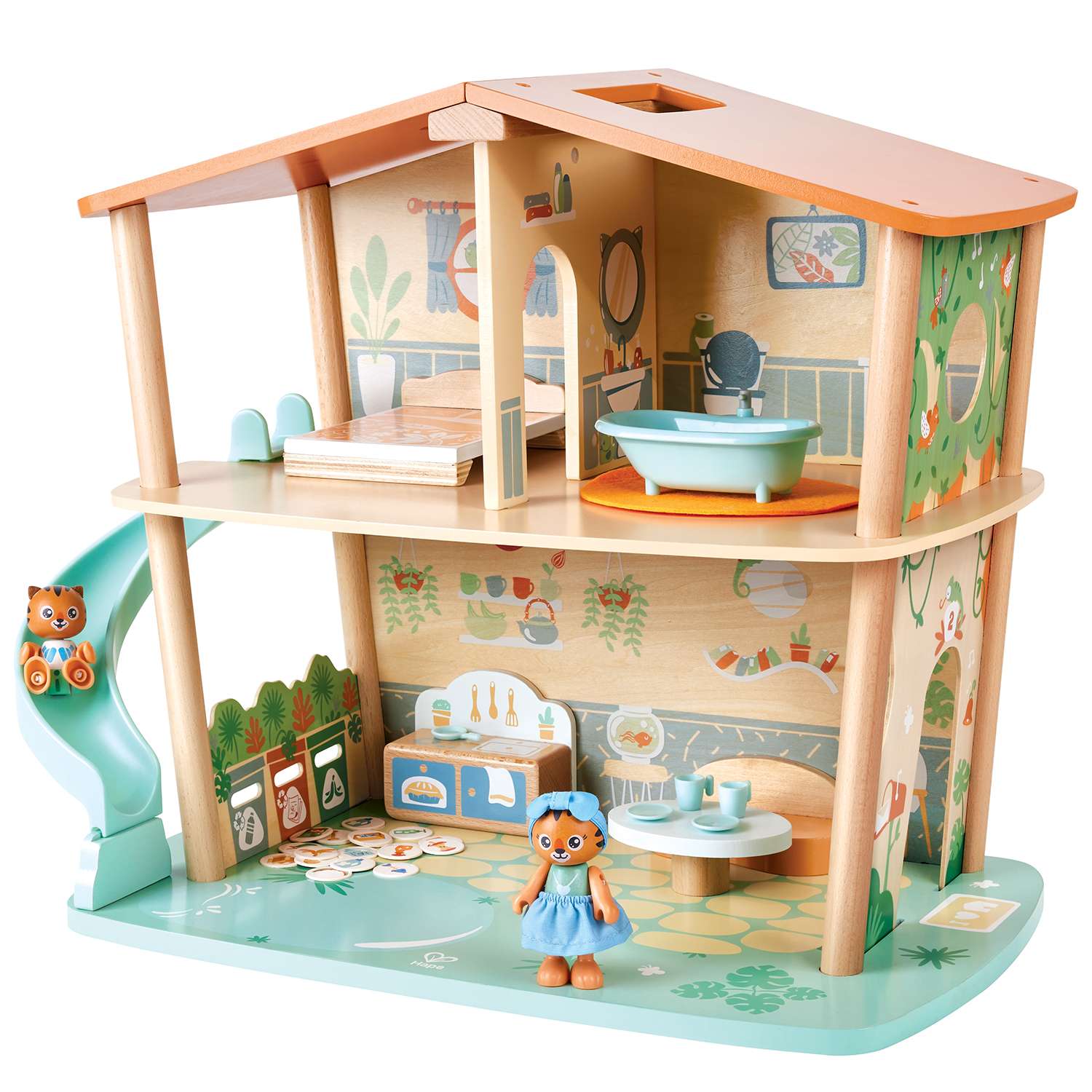 Кукольный мини-домик Hape в джунглях семьи тигров с фигурками и мебелью в наборе E3412_HP - фото 2