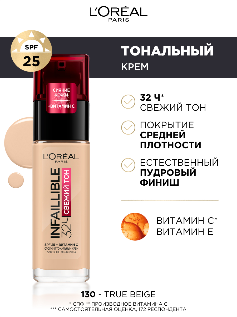 Тональный крем LOREAL INFAILLIBLE Свежий тон оттенок 130 - фото 2