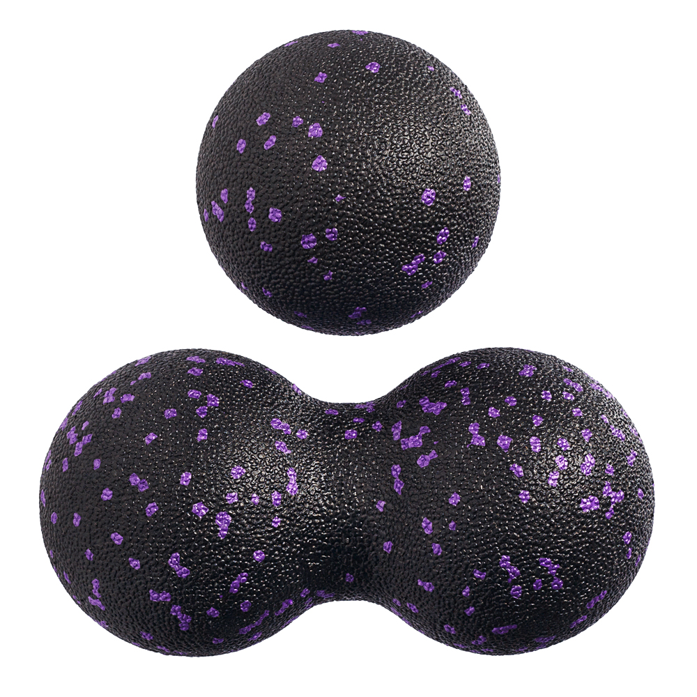 Набор массажных мячей STRONG BODY спортивных для МФР. Классический и сдвоенный: 8 см и 8х16 см. Черно-фиолетовый - фото 4