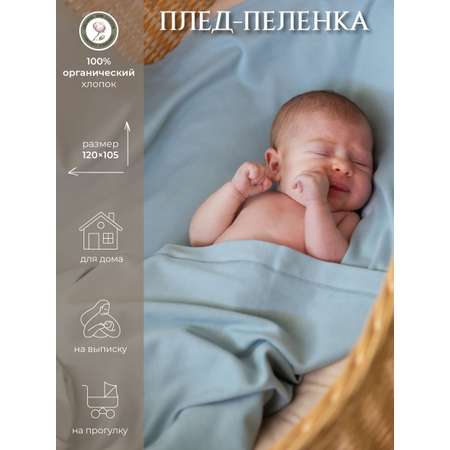Плед-пеленка для новорожденных НаследникЪ Выжанова из органического хлопка 105х120 см в кроватку в коляску
