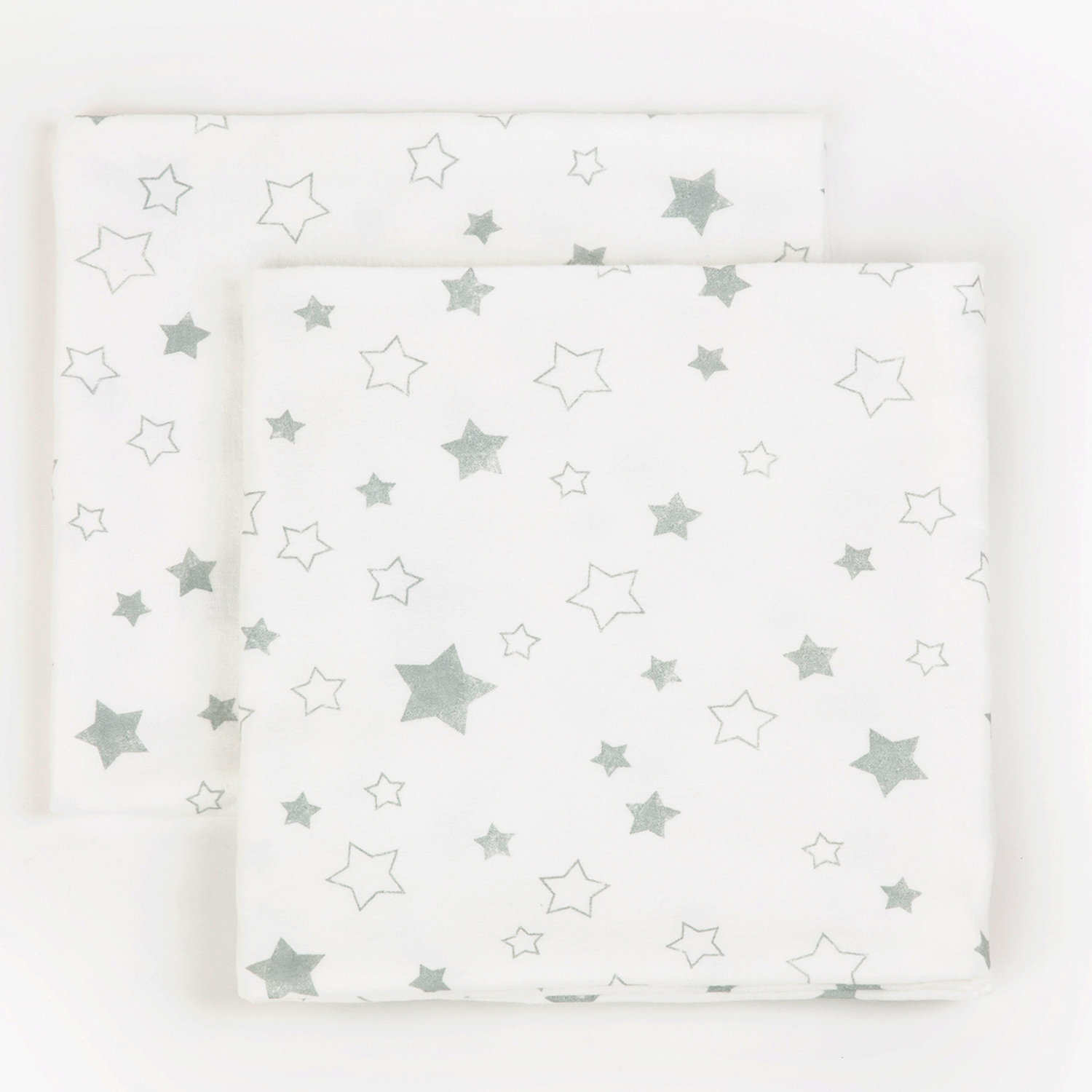 Пеленки фланелевые Чудо-чадо для новорожденных «Тейка» 85х120см звезды серый 2 шт - фото 1