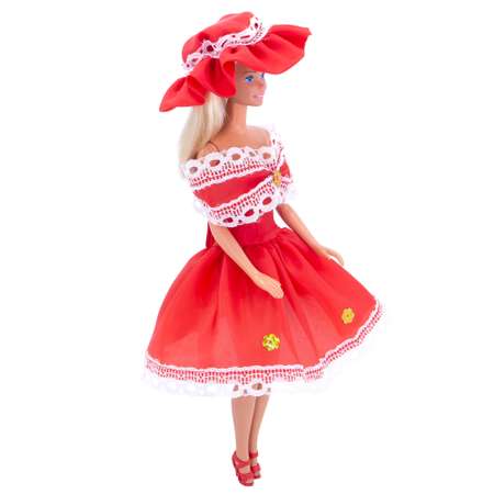Легкое платье из шелка Модница для куклы 29 см 1401 красный