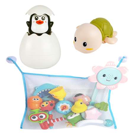 Набор игрушек для купания S+S Яйцо-лейка Сетка Заводная черепашка