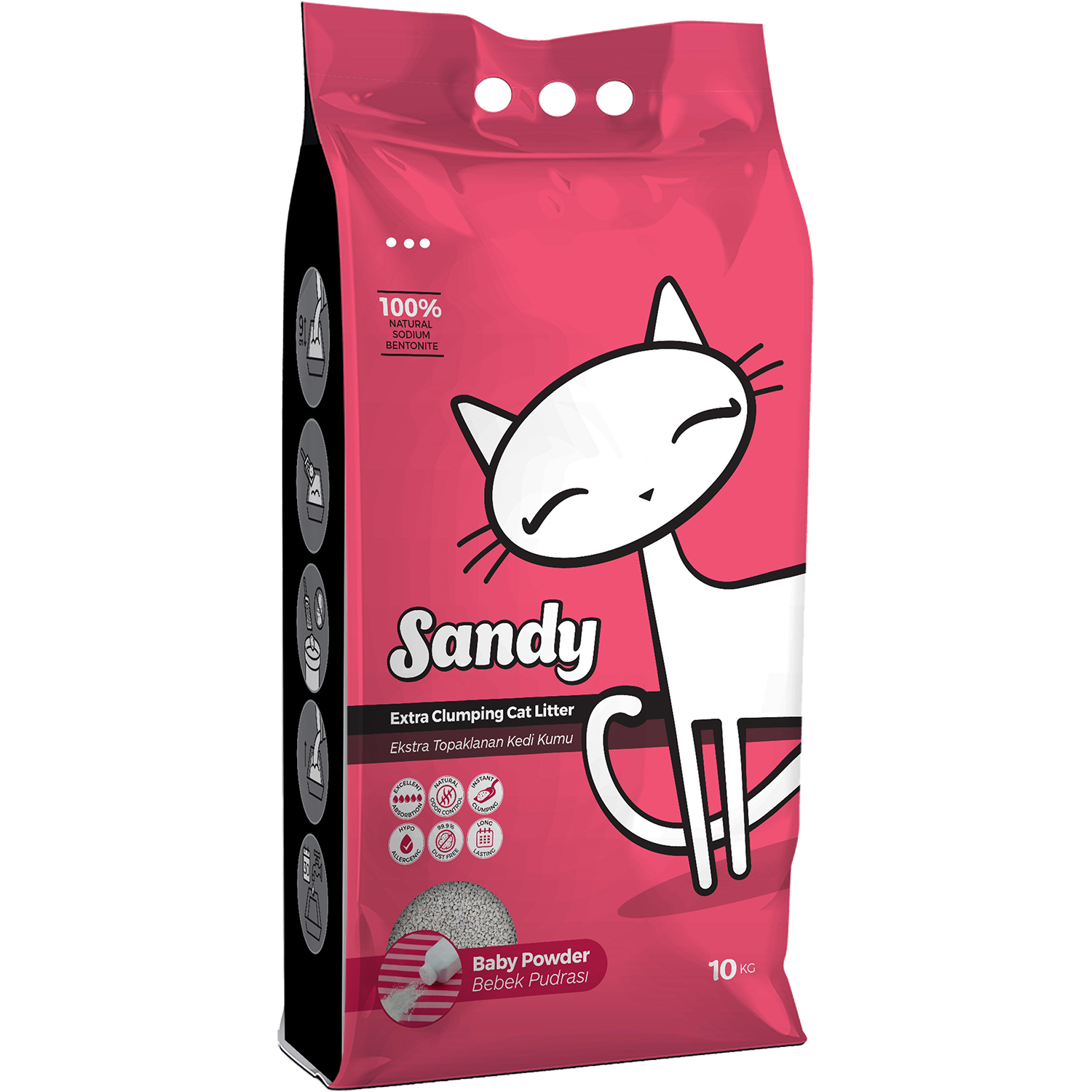 Наполнитель для кошек Sandy комкующийся с ароматом детской присыпки 10кг - фото 1