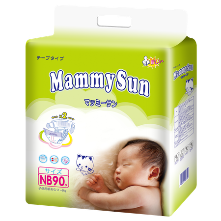 Подгузники для новорожденных MammySun одноразовые NB 90