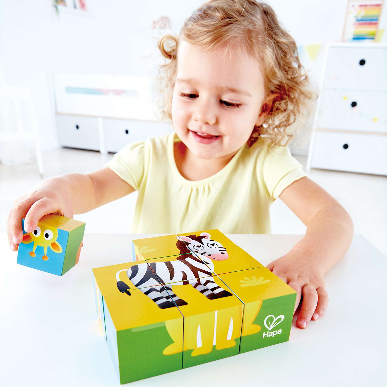 Детские деревянные кубики HAPE Джунгли 6 вариантов картинок - фото 3