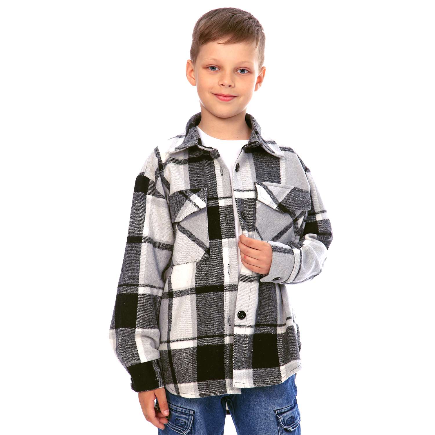 Рубашка Детская Одежда 4104Пэ/серый_черный - фото 1