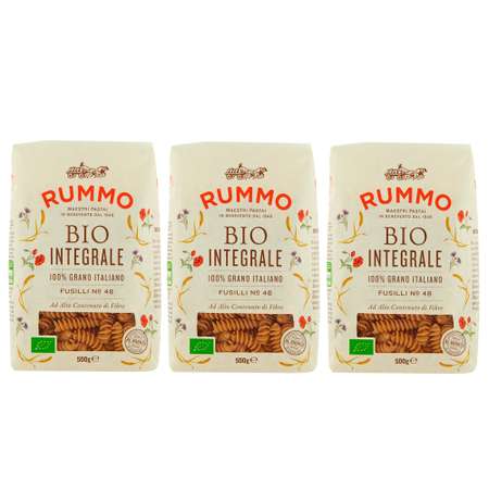 Макароны Rummo паста цельнозерновые Упаковка из 3-x пачек Био Интеграли Фузилли n.48 3x500 г