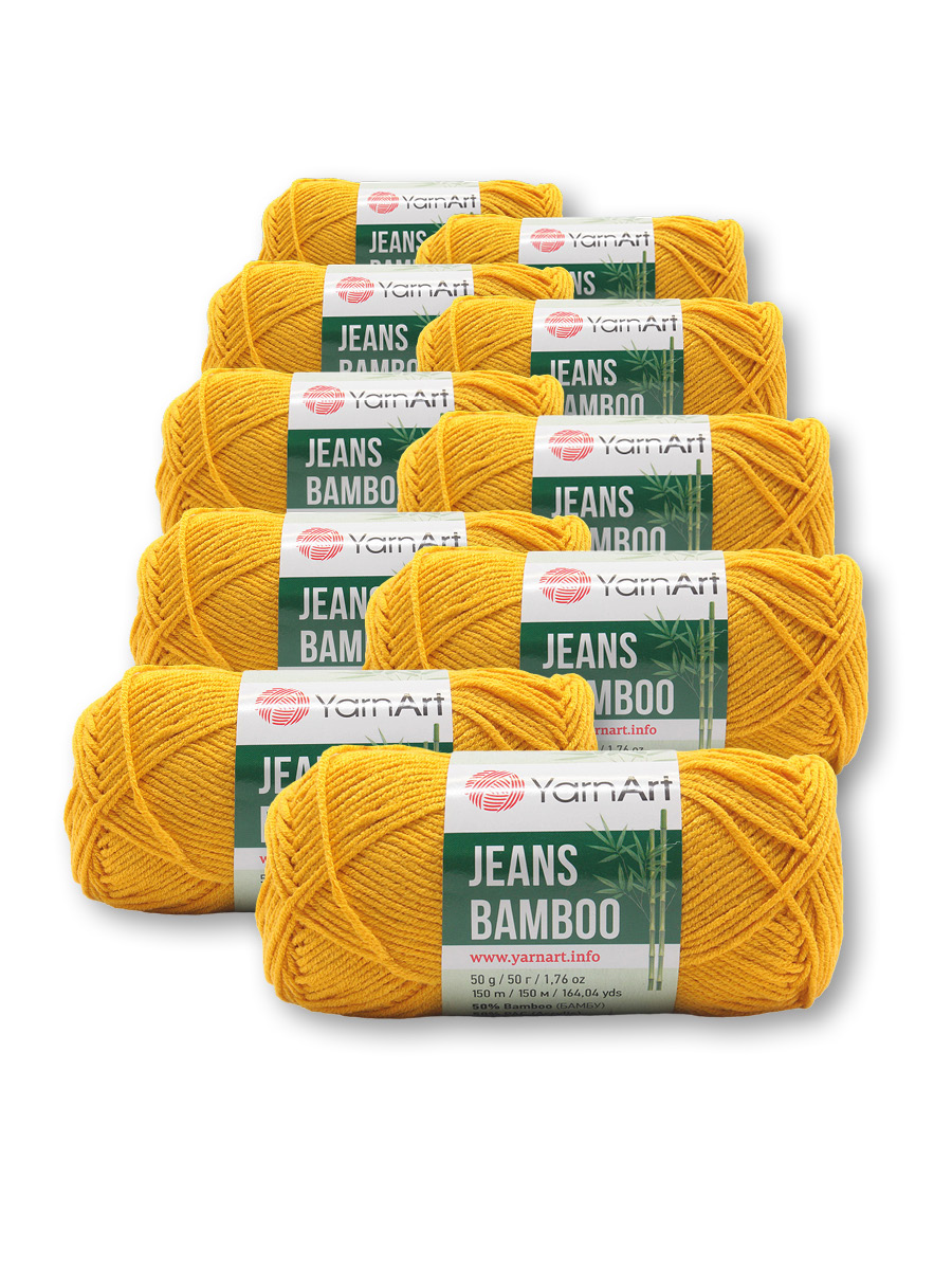 Пряжа для вязания YarnArt Jeans bamboo 50 гр 150 м бамбук полиакрил мягкая матовая 10 мотков 107 горчица - фото 3