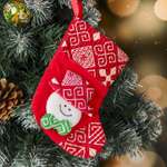 Носок Зимнее волшебство для подарков «Ночь перед Рождеством» 13*17 5 см снеговик красный