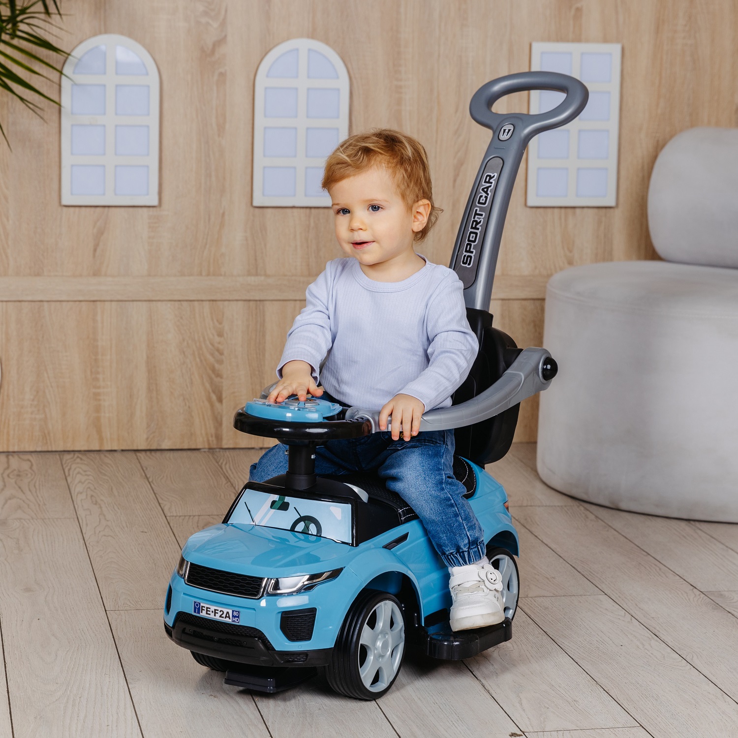 Каталка BabyCare Sport car кожаное сиденье розовый - фото 13