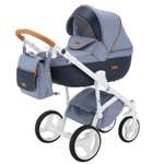 Коляска 3в1 BeBe-mobile Ravenna Standart V14 Джинс+Темно-синяя кожа+Карамельная кожаная отделка