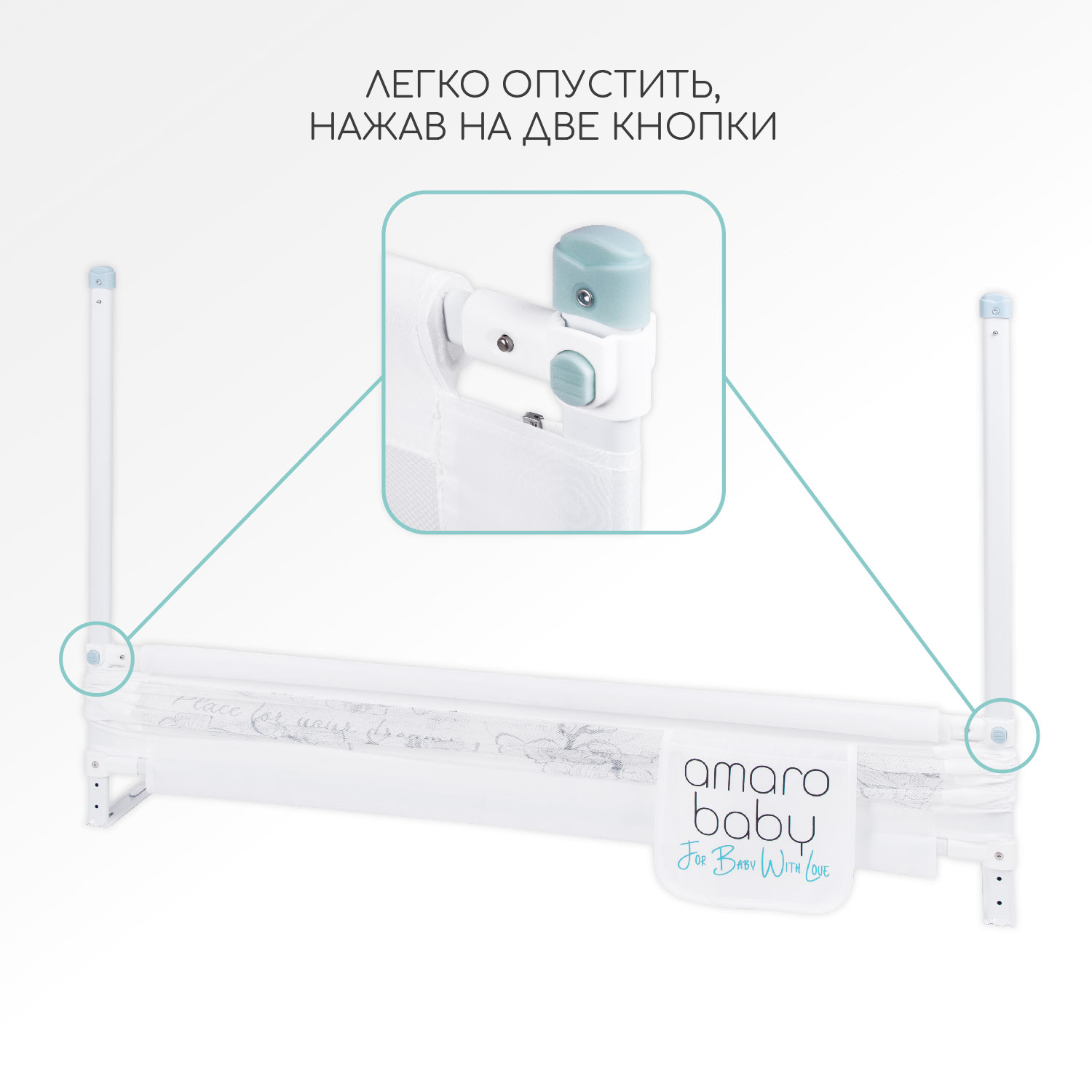 Барьер защитный для кровати Amarobaby Safety of dreams 160см Белый - фото 5