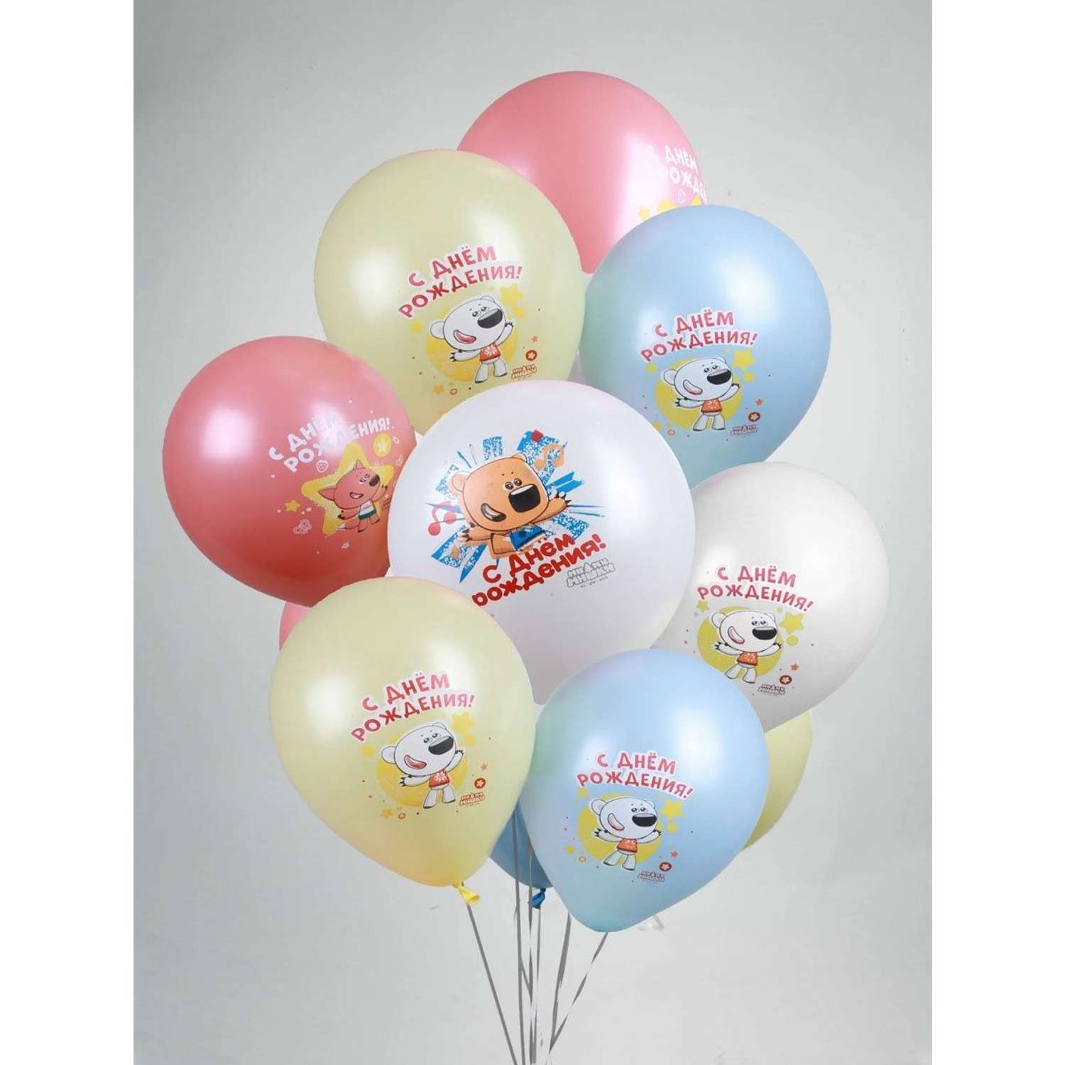 Воздушные шары Riota Мишки С Днем рождения 30 см 10 шт - фото 2