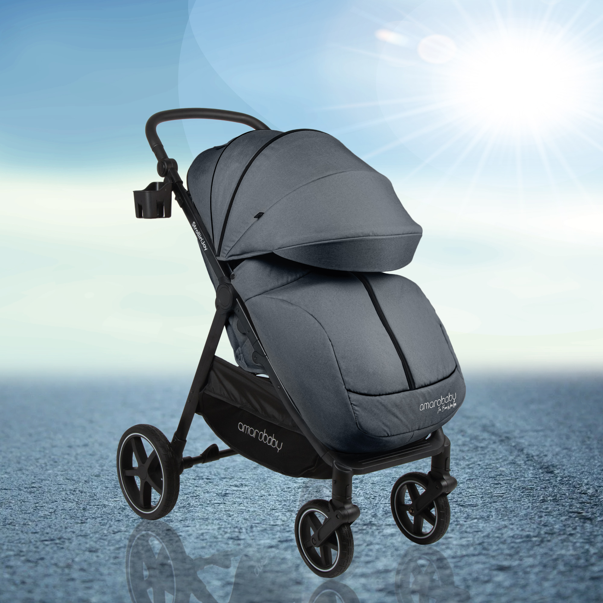 Прогулочная коляска Amarobaby StrollinJoy серый