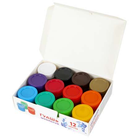 Гуашь Юнландия краска для рисования школьная 12 цветов по 17 мл
