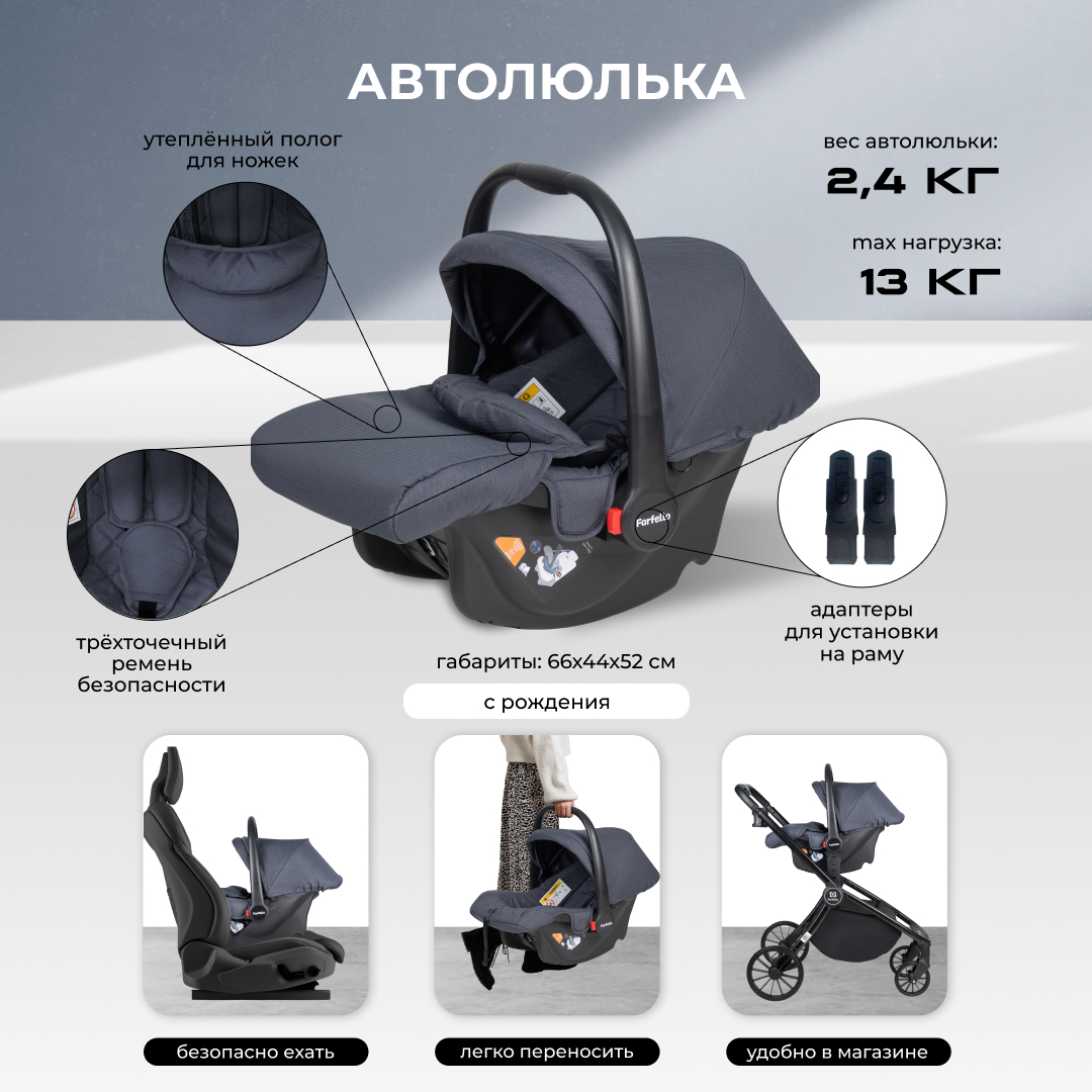 Модульная коляска 3 в 1 Farfello Baby shell - фото 3