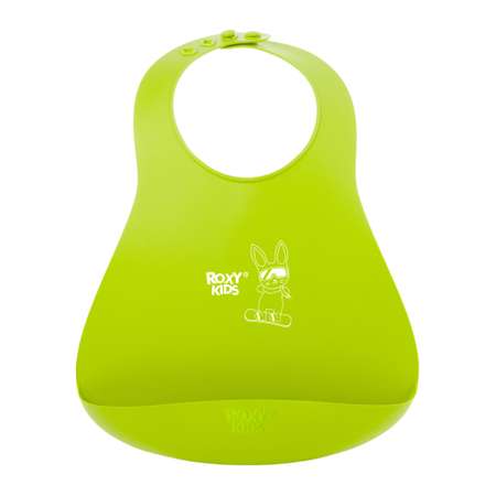 Нагрудник ROXY-KIDS мягкий с кармашком и застежкой цвет зеленый