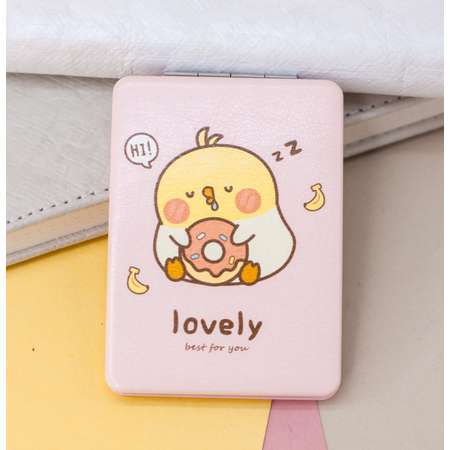 Зеркало карманное iLikeGift Lovely duck pink с увеличением