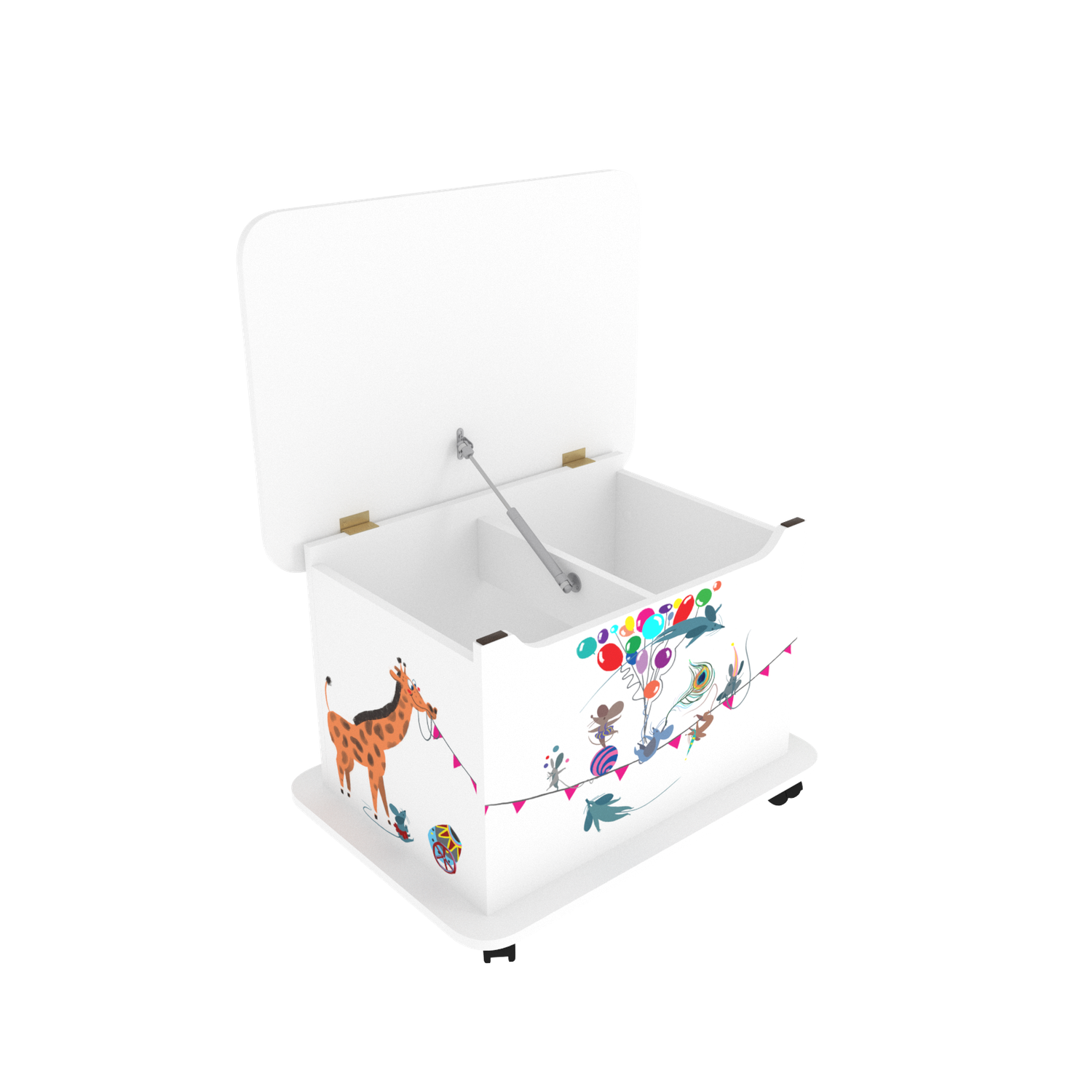 Тумба Тутси для игрушек белый шагрень с рисунком откидная крышка - фото 2