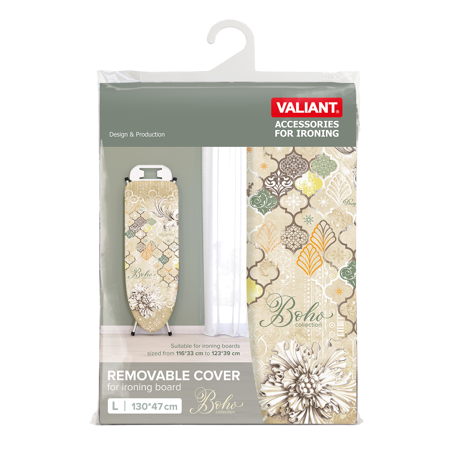 Чехол для гладильной доски VALIANT средний 130х47 см Boho Beige - фото 4