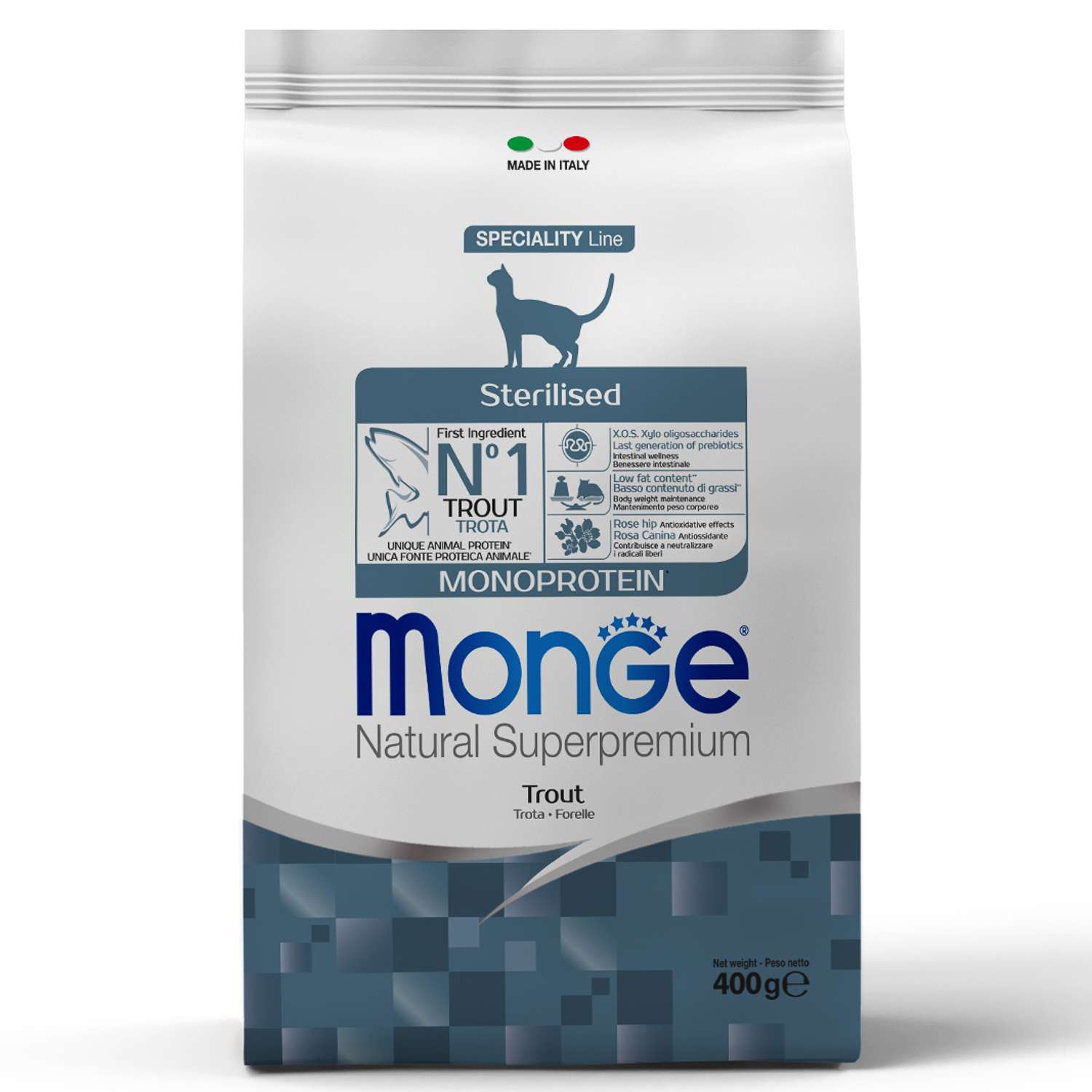 Корм для кошек MONGE Cat Monoprotein стерилизованных форель 400г - фото 1